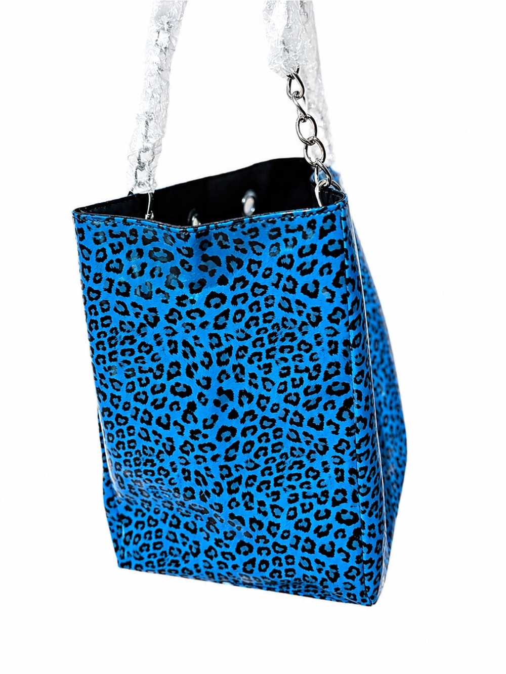 VENUS Blue Leopard Print Tote Bag -NEW - Picture 3 of 7